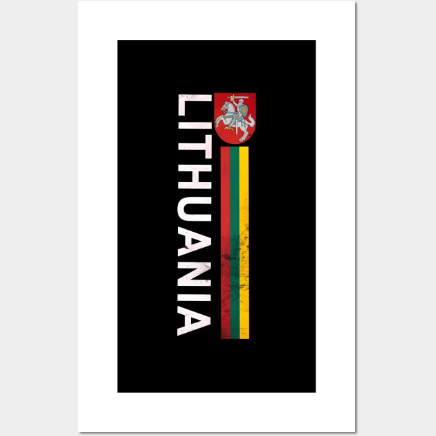 Lithuania Flag And Emblem Left Side Retro-Effect Wall Art by Weirdcore